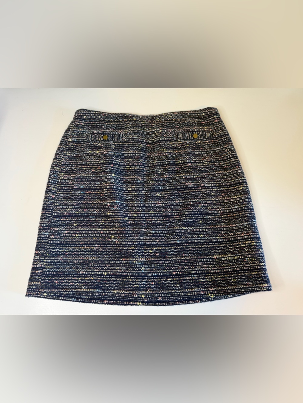 LOFT Black Tweed Mini Skirt with Multicolor Flecks